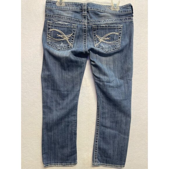 Silver Jeans Tuesday Capris Women's Size 28 Blue Denim Capri Jeans Thick Stitch - Picture 5 of 14